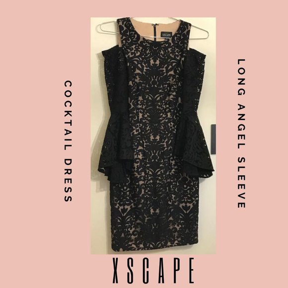 Cocktail off the shoulder dress by XSCAPE, size 4 - Picture 5 of 8
